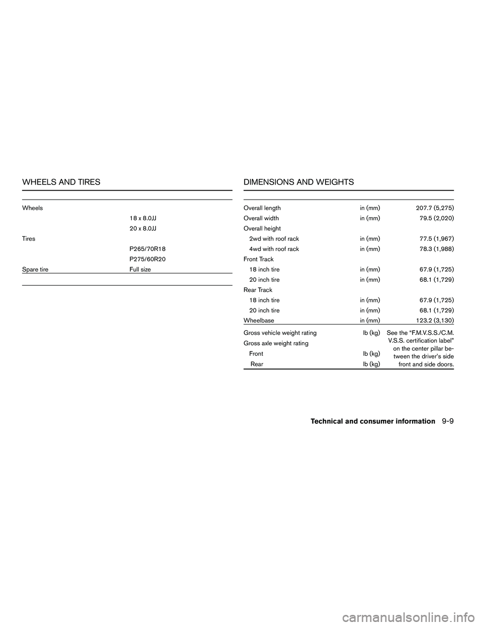 NISSAN ARMADA 2010  Owners Manual WHEELS AND TIRES 