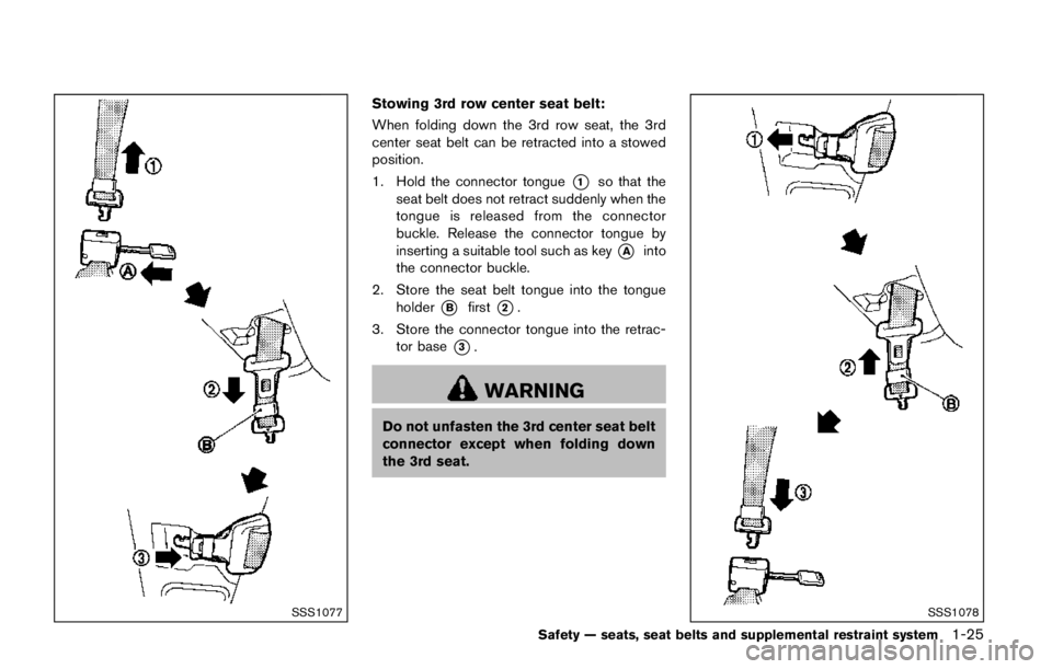 NISSAN ARMADA PLATINUM 2017  Owners Manual SDI2516
Be careful not to clog the washer nozzle*A.
This may cause improper windshield washer
operation. If the nozzle is clogged, remove any
objects with a needle or small pin
*B.Be
careful not to da