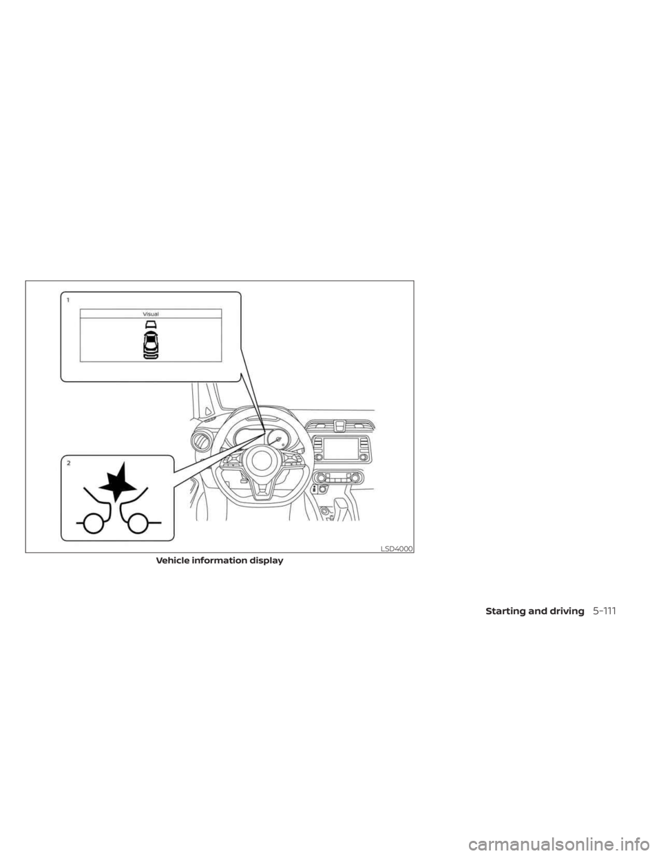NISSAN KICKS 2023  Owners Manual LSD4000
Vehicle information display
Starting and driving5-111 