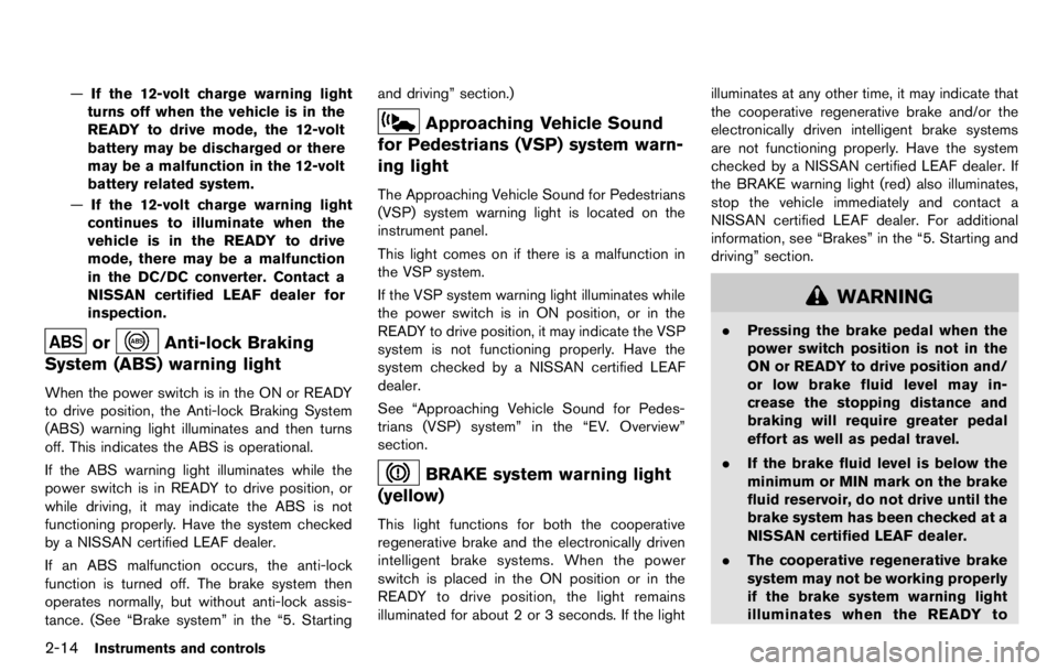 NISSAN LEAF 2012  Owners Manual 
