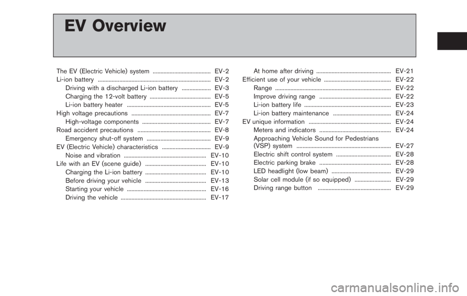 NISSAN LEAF 2012  Owners Manual Checking coolant level .......................................... 8-8
Cooling system.............................................................. 8-7
Corrosion protection ............................