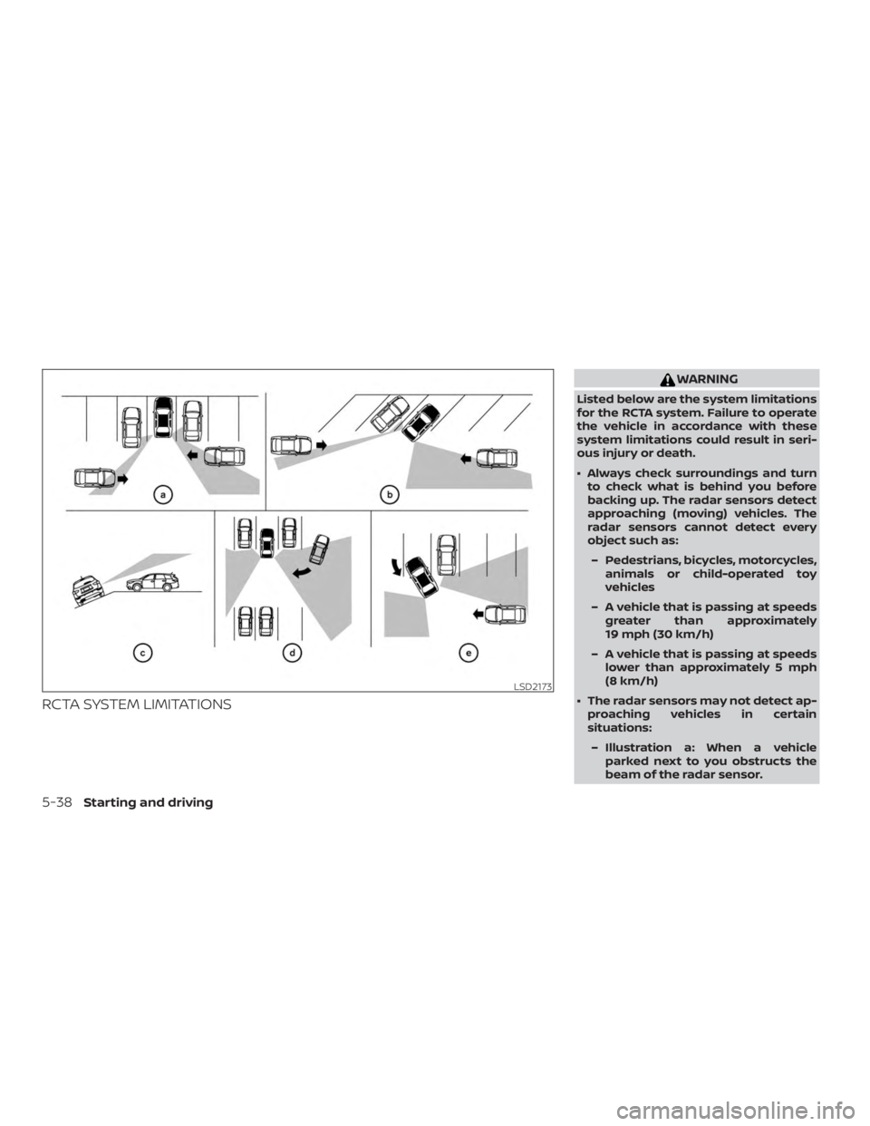 NISSAN MURANO PLATINUM 2018  Owners Manual RCTA SYSTEM LIMITATIONS 