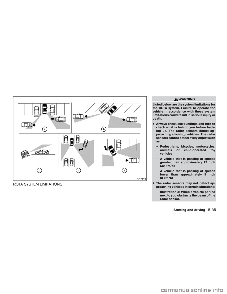 NISSAN MURANO PLATINUM 2017  Owners Manual RCTA SYSTEM LIMITATIONS 