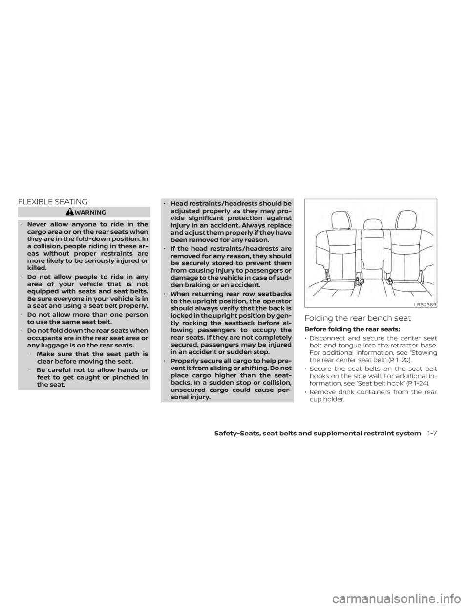 NISSAN MURANO 2022  Owners Manual FLEXIBLE SEATING
LRS2589 