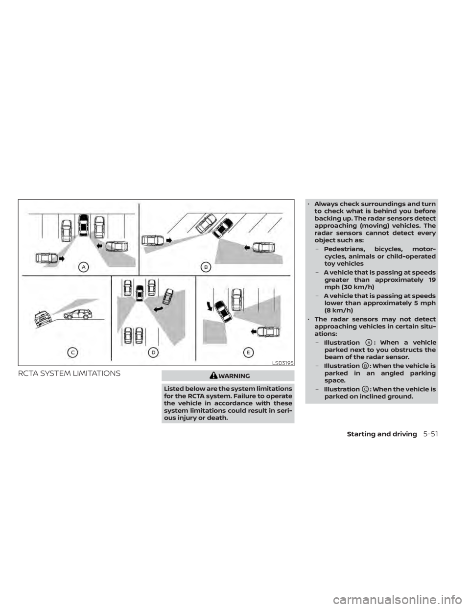 NISSAN MURANO 2022  Owners Manual RCTA SYSTEM LIMITATIONS 
