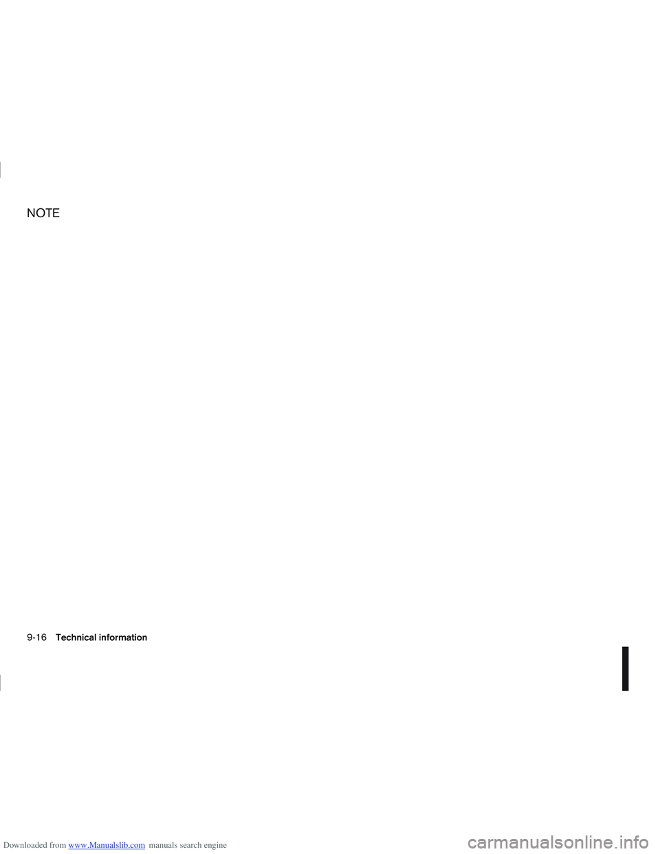 NISSAN QASHQAI 2010  Owners Manual Downloaded from www.Manualslib.com manuals search engine NOTE
9-16Technical information  