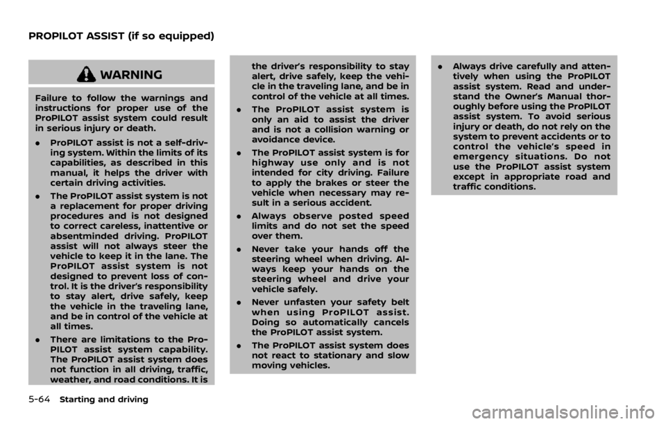 NISSAN ROGUE 2022  Owners Manual WARNING 