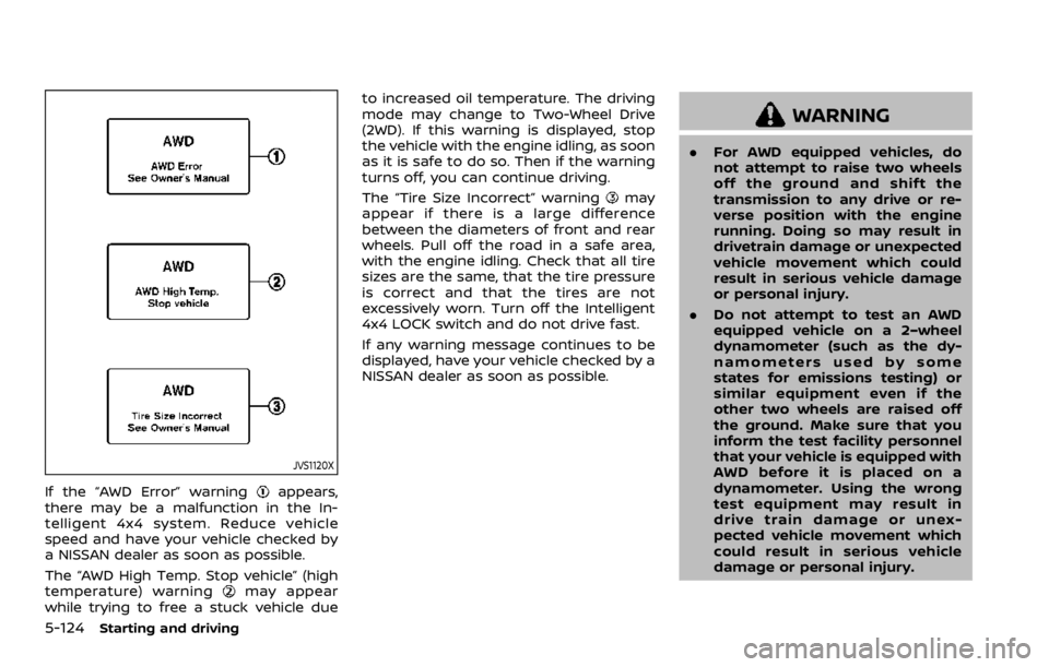 NISSAN ROGUE 2022  Owners Manual JVS1120X
If the “AWD Error” warning 