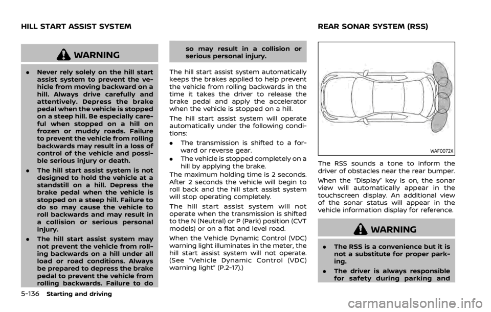 NISSAN ROGUE 2022  Owners Manual WARNING 