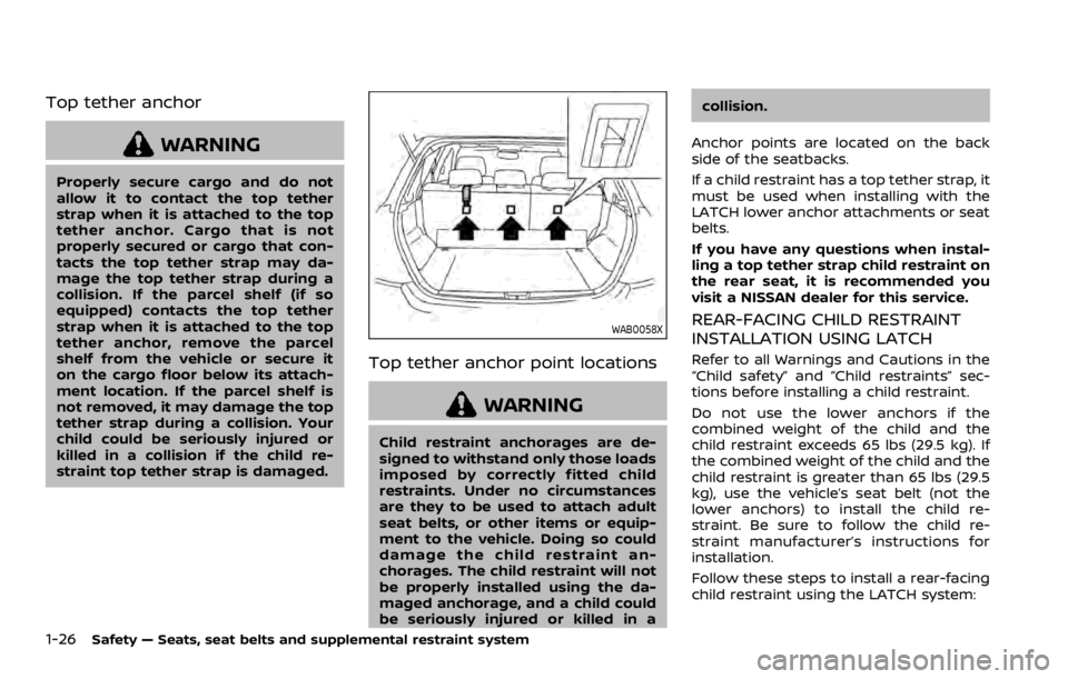 NISSAN ROGUE 2022  Owners Manual Top tether anchor 