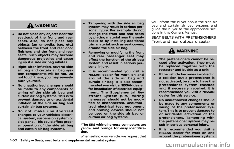 NISSAN ROGUE 2022  Owners Manual WARNING 