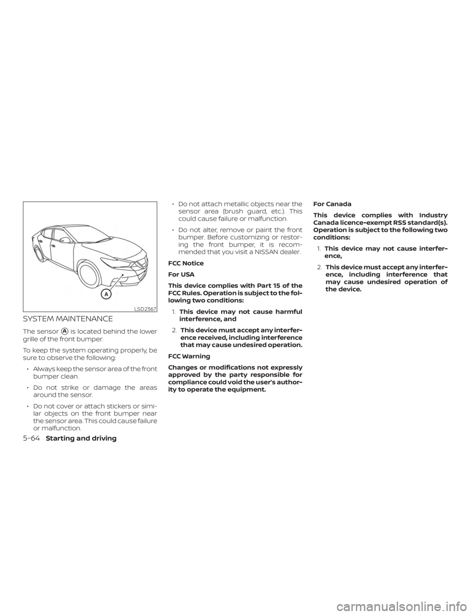NISSAN MAXIMA PLATINUM 2018  Owners Manual 