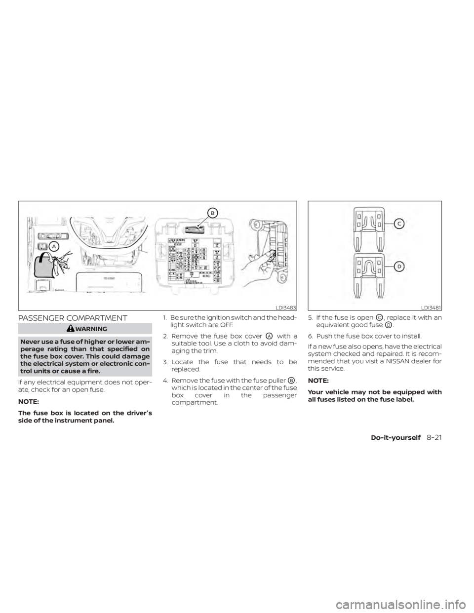 NISSAN SENTRA 2022  Owners Manual PASSENGER COMPARTMENT
LDI3481 