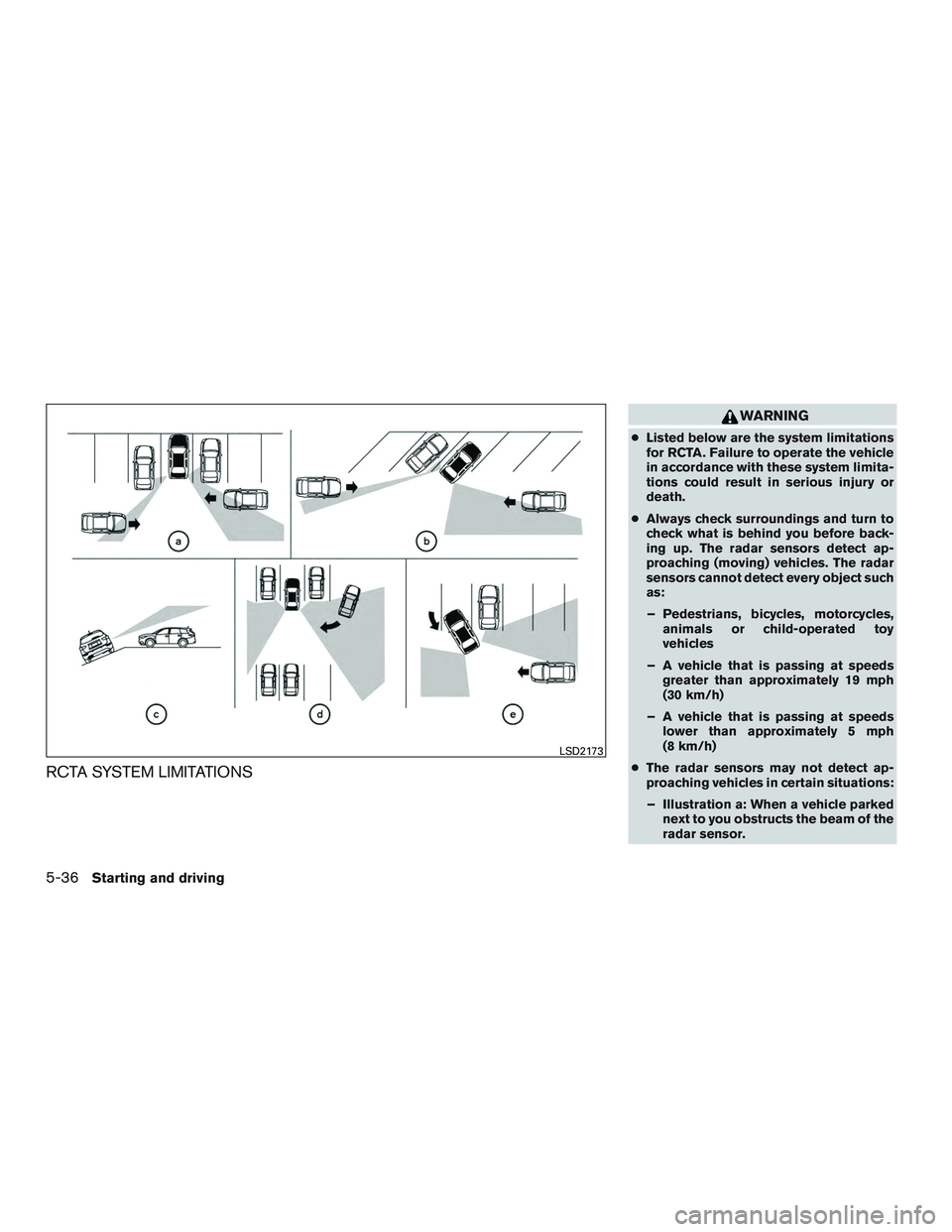 NISSAN TITAN XD 2017  Owners Manual RCTA SYSTEM LIMITATIONS 