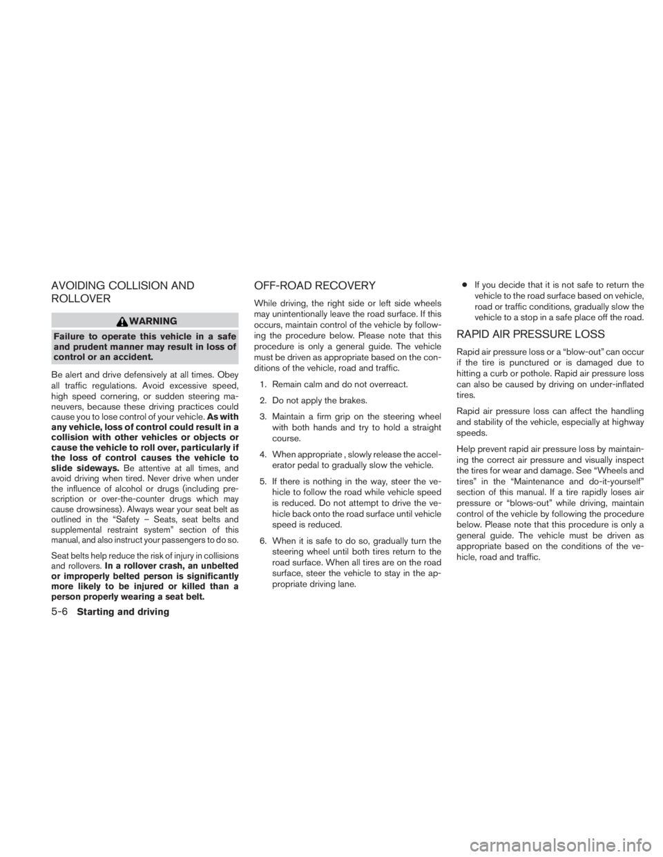 NISSAN TITAN 2011  Owners Manual AVOIDING COLLISION AND
ROLLOVER 
