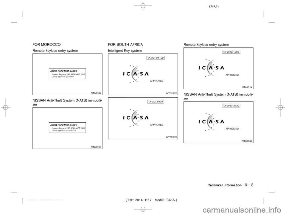 NISSAN X-TRAIL 2020  Owners Manual  
������� 
�> �(�G�L�W� ����� ��� � �0�R�G�H�O� �7����$�@ 
FOR MOROCCO 
GUID-422 59E01-69C9 -49F4-BA3E-425FECB 88ED2 
Remote keylessentrysystem 
GUID-43 E876D3-22 5C-43DD-98 B7-48