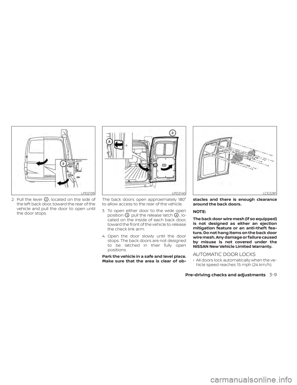 NISSAN NV200 2022  Owners Manual LPD2139LPD2140LCE2281 