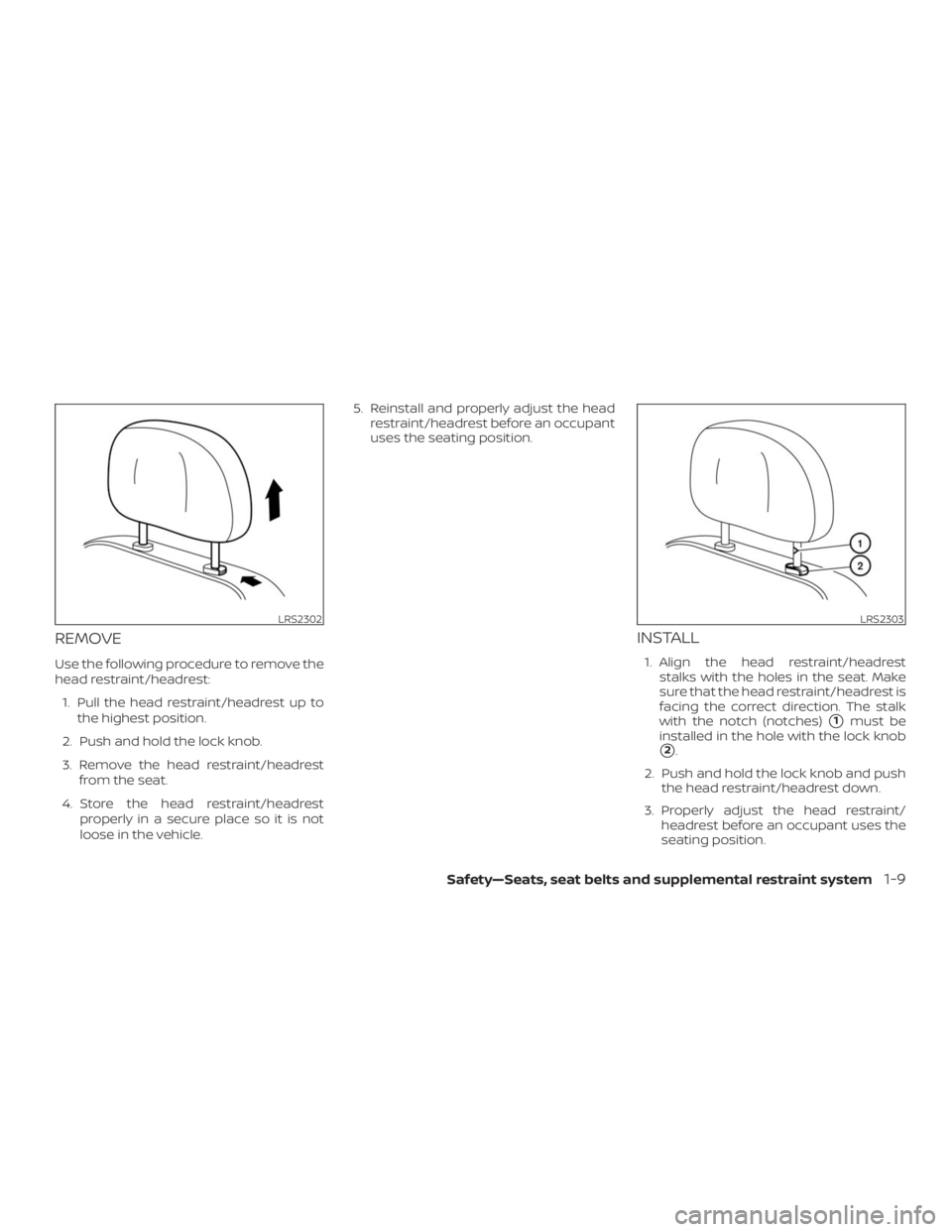 NISSAN NV200 2019  Owners Manual LRS2302LRS2303 