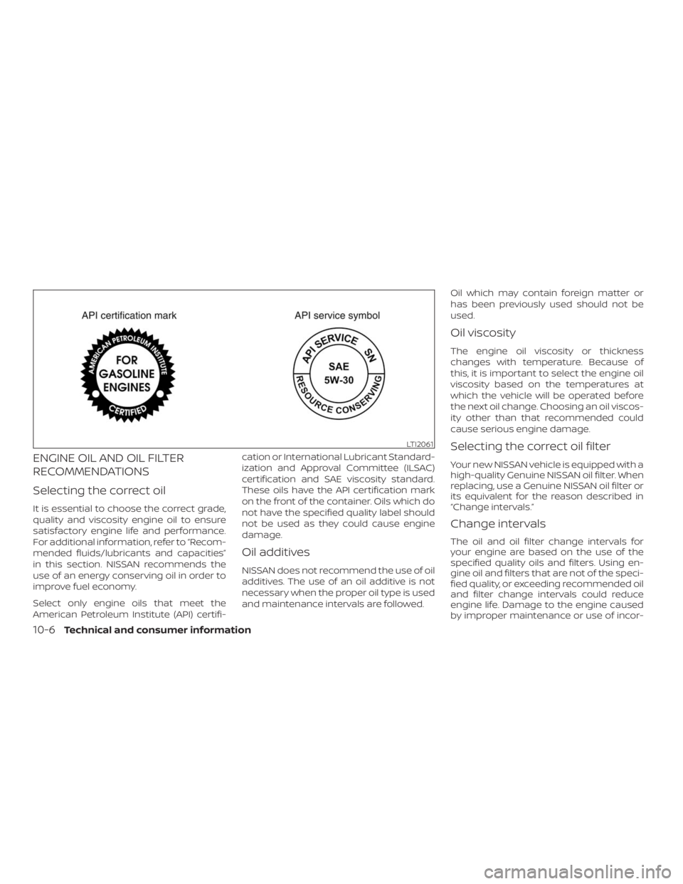 NISSAN NV200 2019  Owners Manual LTI2061
10-6Technical and consumer information 