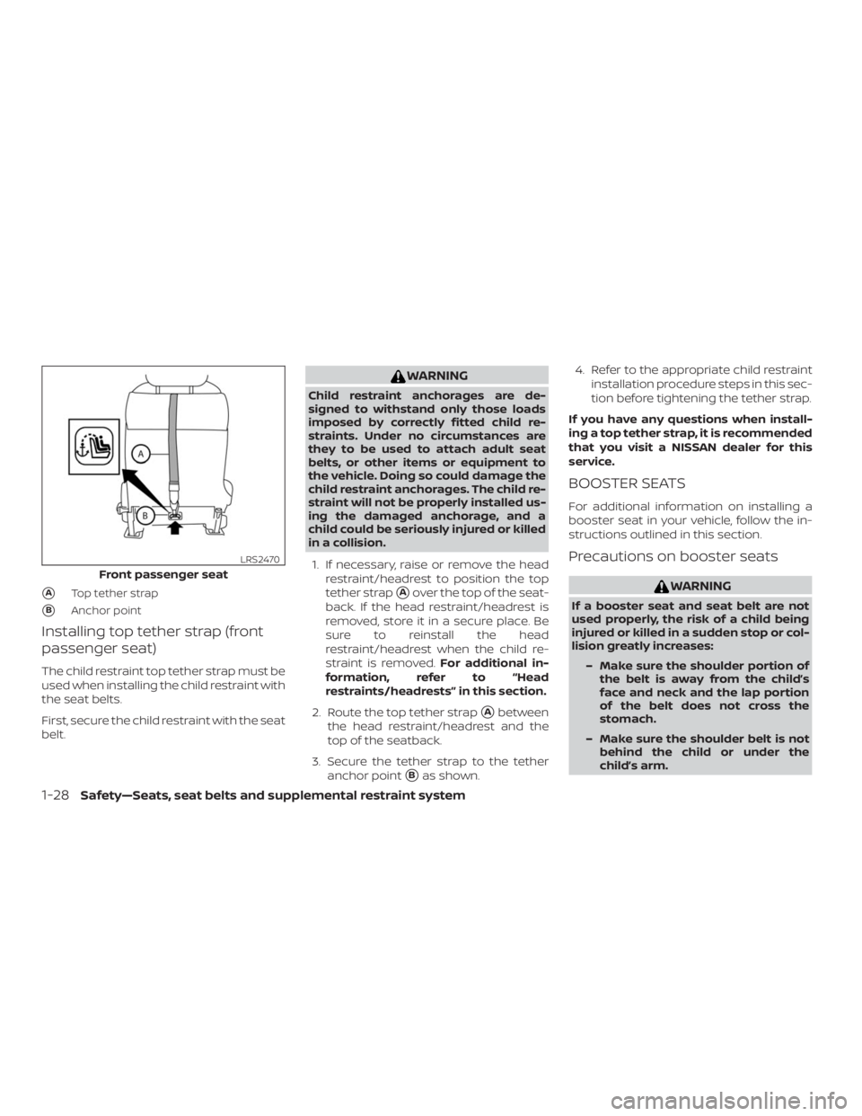 NISSAN NV200 2019  Owners Manual Front passenger seat 