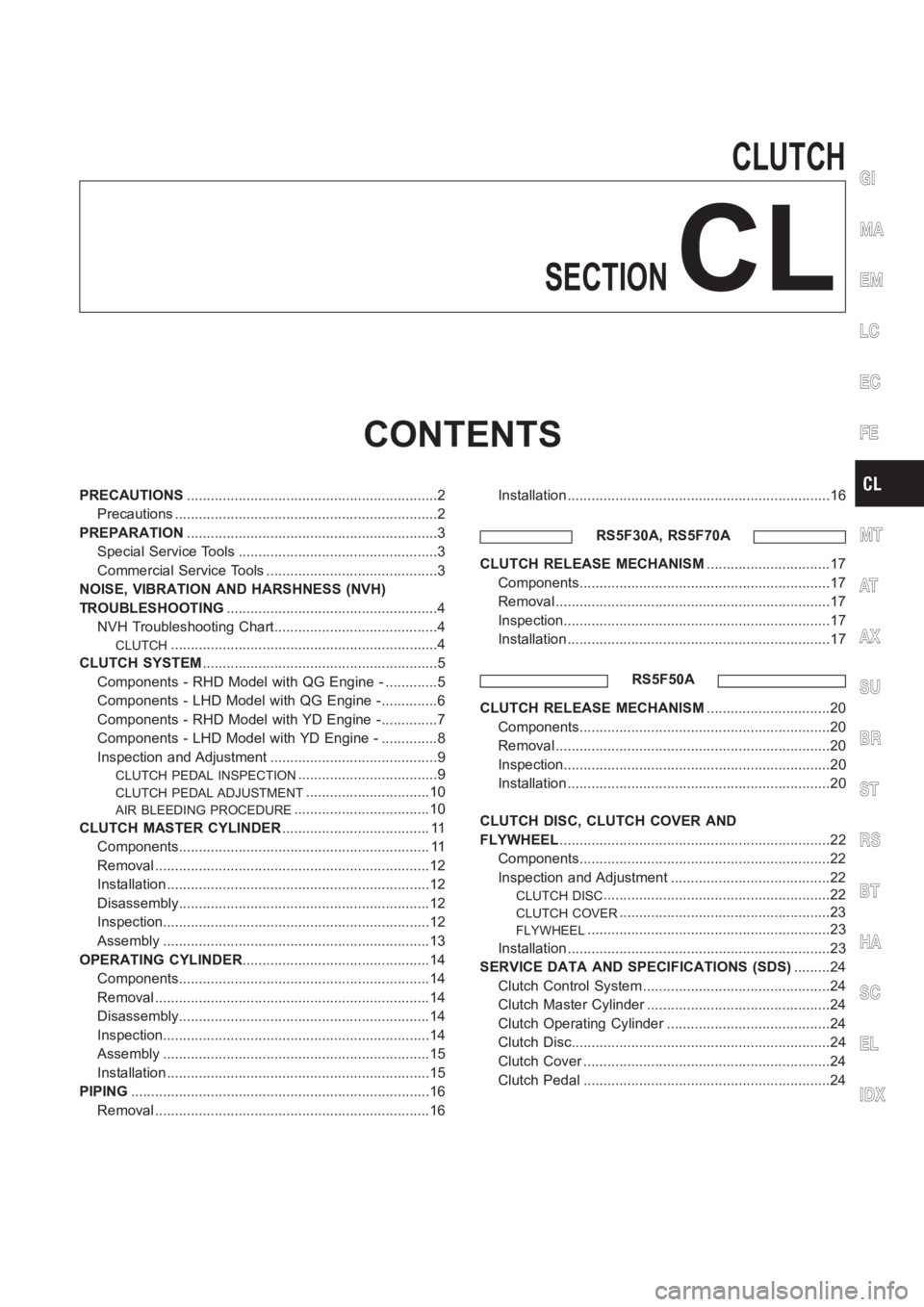 NISSAN ALMERA N16 2003 Electronic Repair Manual CLUTCH
SECTION
CL
CONTENTS
PRECAUTIONS<00110011001100110011001100110011001100110011001100110011001100110011001100110011001100110011001100110011001100110011001100110011001100110011001100110011001100110 NISSAN ALMERA N16 2003 Electronic Repair Manual CLUTCH
SECTION
CL
CONTENTS
PRECAUTIONS<00110011001100110011001100110011001100110011001100110011001100110011001100110011001100110011001100110011001100110011001100110011001100110011001100110011001100110