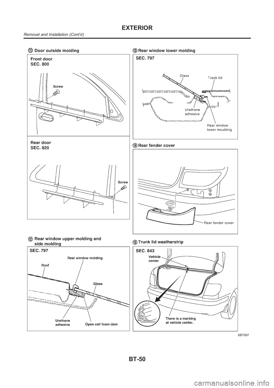 NISSAN ALMERA N16 2003  Electronic Repair Manual SBT997
EXTERIOR
Removal and Installation (Cont’d)
BT-50 