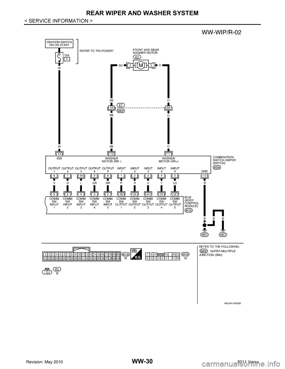 NISSAN LATIO 2011  Service Repair Manual WW-30
< SERVICE INFORMATION >
REAR WIPER AND WASHER SYSTEM
ABLWA1009GB
Revision: May 20102011 Versa 