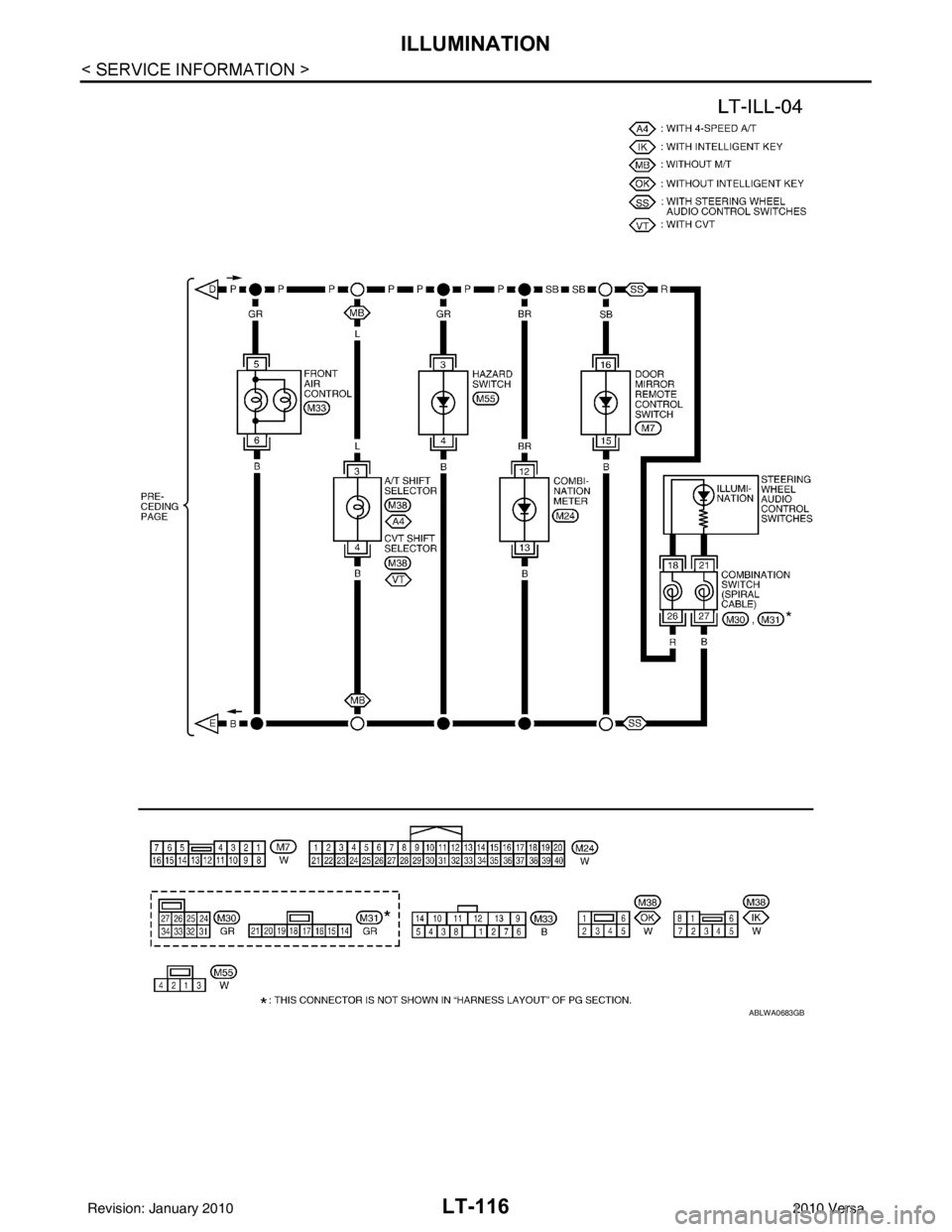 NISSAN LATIO 2010  Service Repair Manual LT-116
< SERVICE INFORMATION >
ILLUMINATION
ABLWA0683GB
Revision: January 20102010 Versa 
