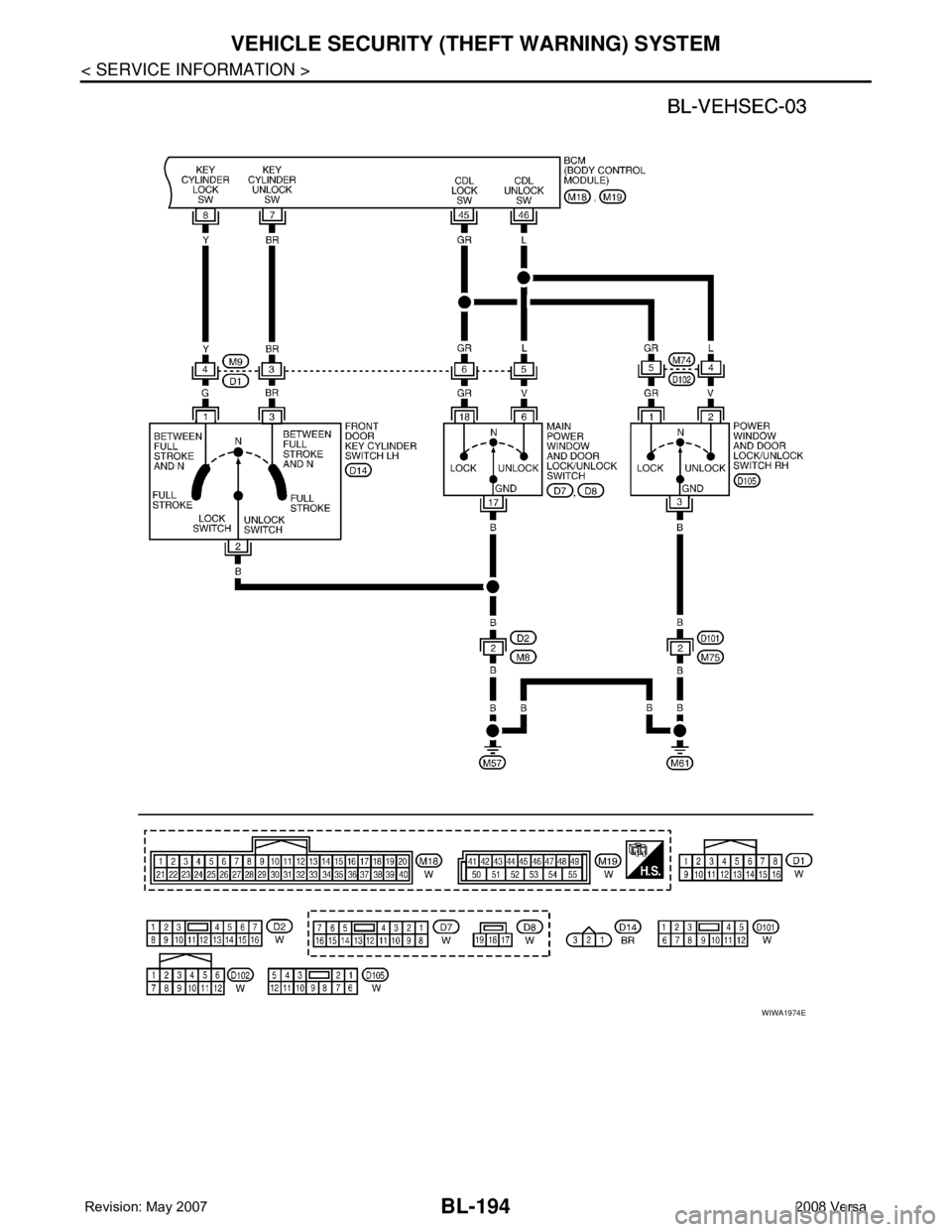 NISSAN LATIO 2008  Service Repair Manual BL-194
< SERVICE INFORMATION >
VEHICLE SECURITY (THEFT WARNING) SYSTEM
WIWA1974E 