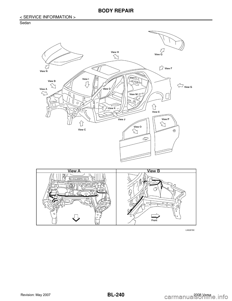 NISSAN LATIO 2008  Service Repair Manual BL-240
< SERVICE INFORMATION >
BODY REPAIR
Sedan
LIIA2876E 