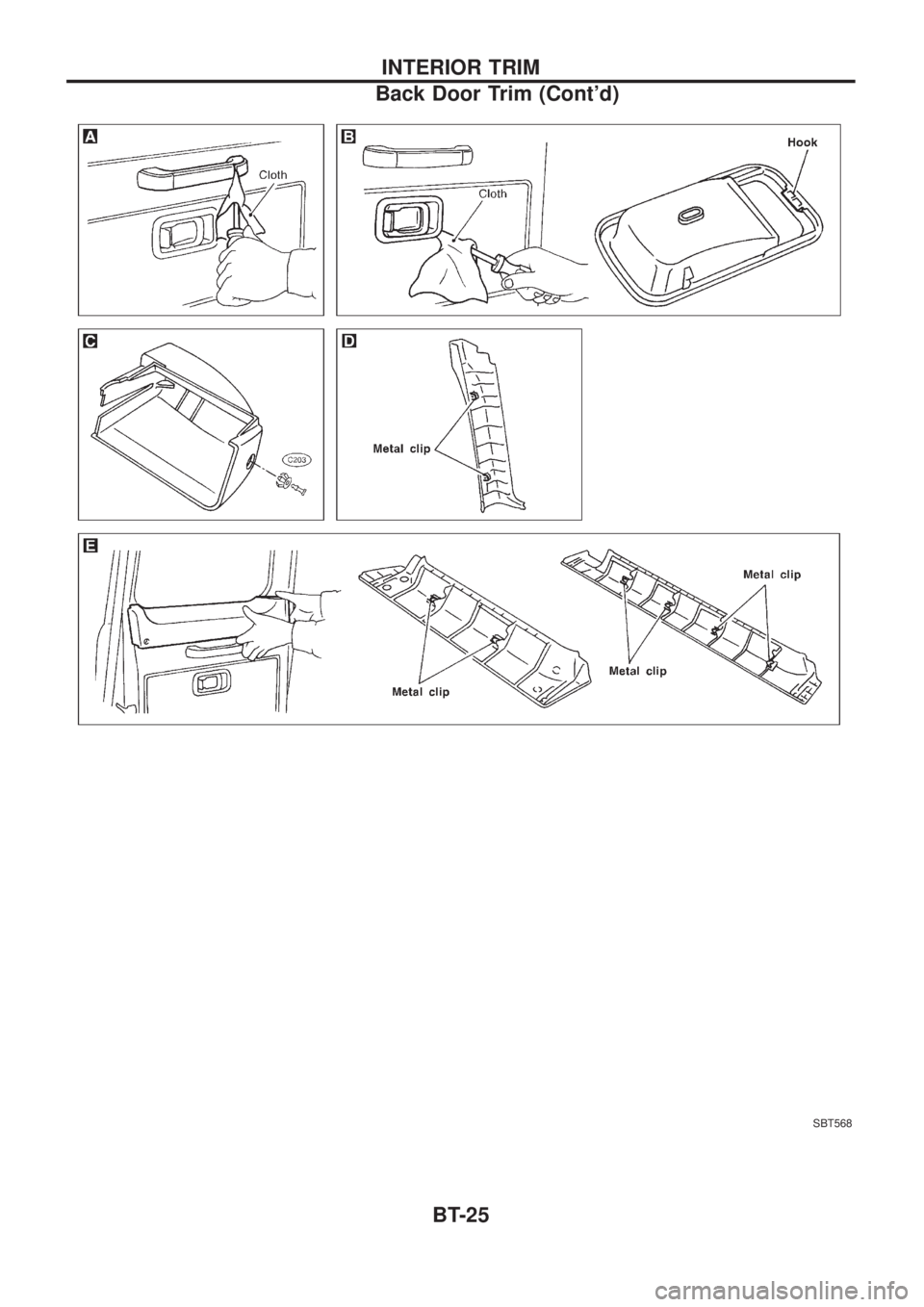 NISSAN PATROL 2006  Service Manual SBT568
INTERIOR TRIM
Back Door Trim (Contd)
BT-25 