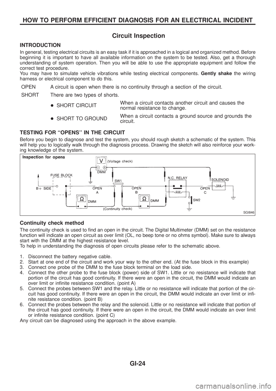 NISSAN PATROL 2006  Service Manual Circuit Inspection
INTRODUCTION
In general, testing electrical circuits is an easy task if it is approached in a logical and organized method. Before
beginning it is important to have all available in
