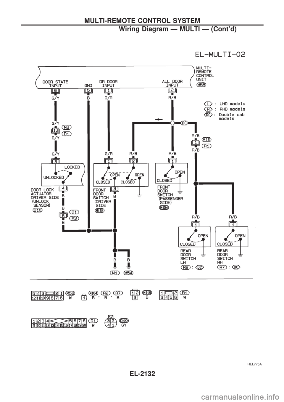 NISSAN PICK-UP 1999  Repair Manual HEL775A
MULTI-REMOTE CONTROL SYSTEM
Wiring Diagram Ð MULTI Ð (Contd)
EL-2132 