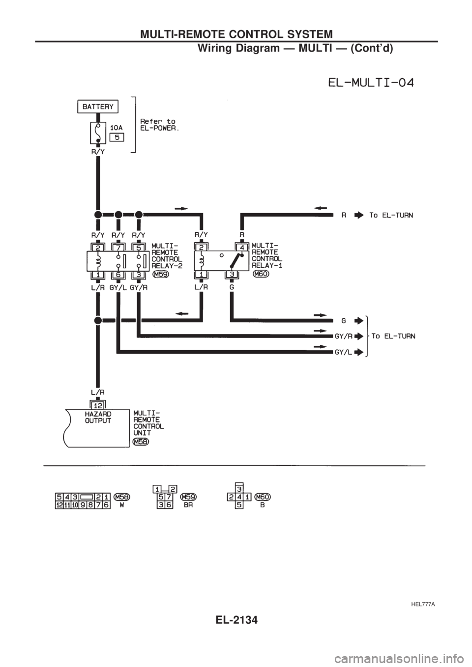 NISSAN PICK-UP 1999  Repair Manual HEL777A
MULTI-REMOTE CONTROL SYSTEM
Wiring Diagram Ð MULTI Ð (Contd)
EL-2134 