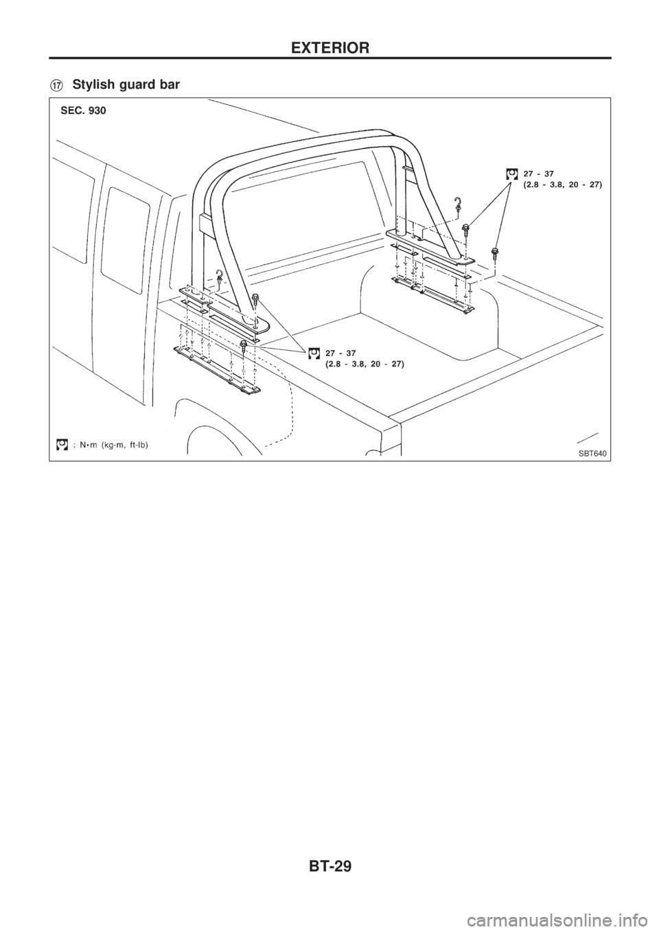 NISSAN PICK-UP 1998  Repair Manual V17Stylish guard bar
SBT640
EXTERIOR
BT-29 