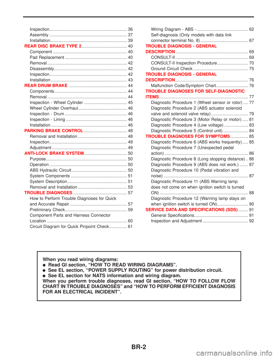 NISSAN PRIMERA 1999  Electronic Repair Manual Inspection................................................................. 36
Assembly ................................................................. 37
Installation ..............................