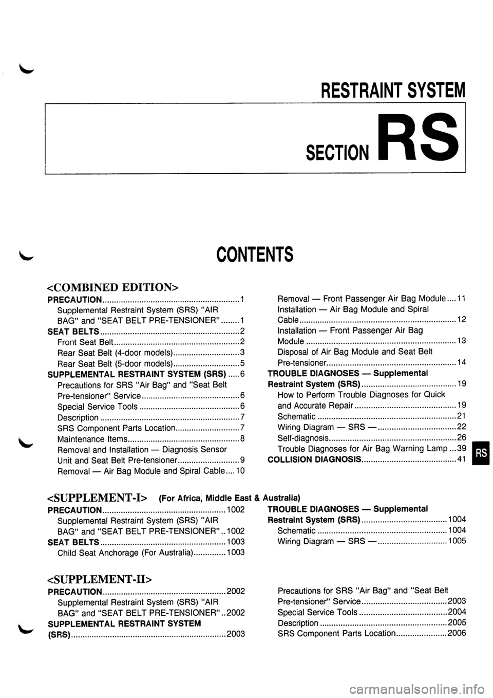 NISSAN PRIMERA 1998  Service Repair Manual 
