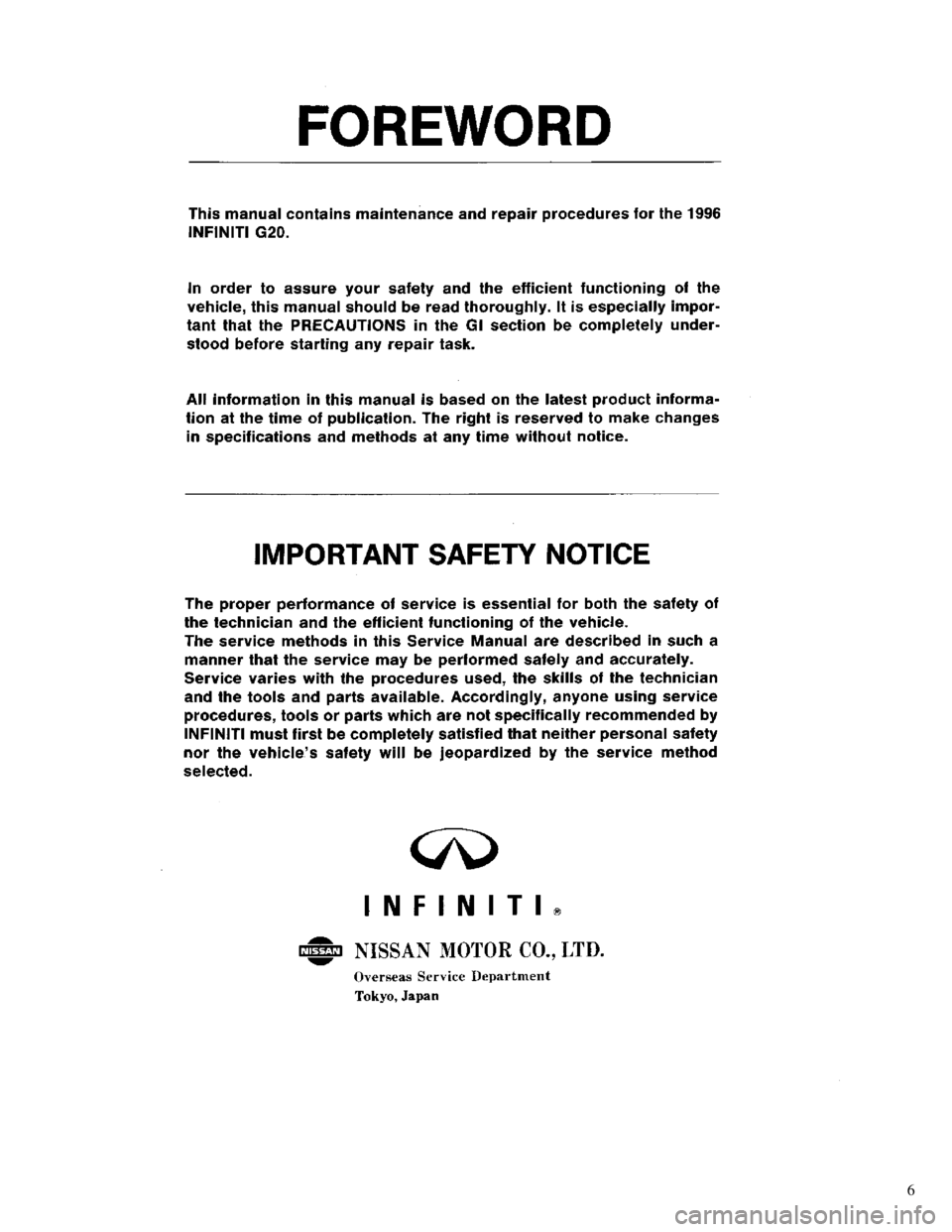 NISSAN PRIMERA 1996  Service Repair Manual 6 