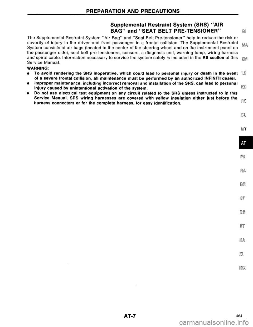 NISSAN PRIMERA 1996  Service Repair Manual 464 