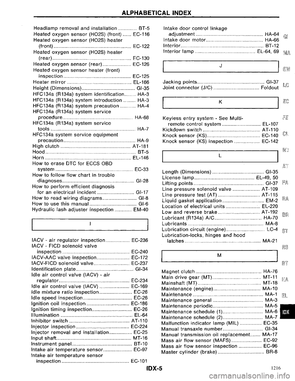 NISSAN PRIMERA 1996  Service Repair Manual 1216 