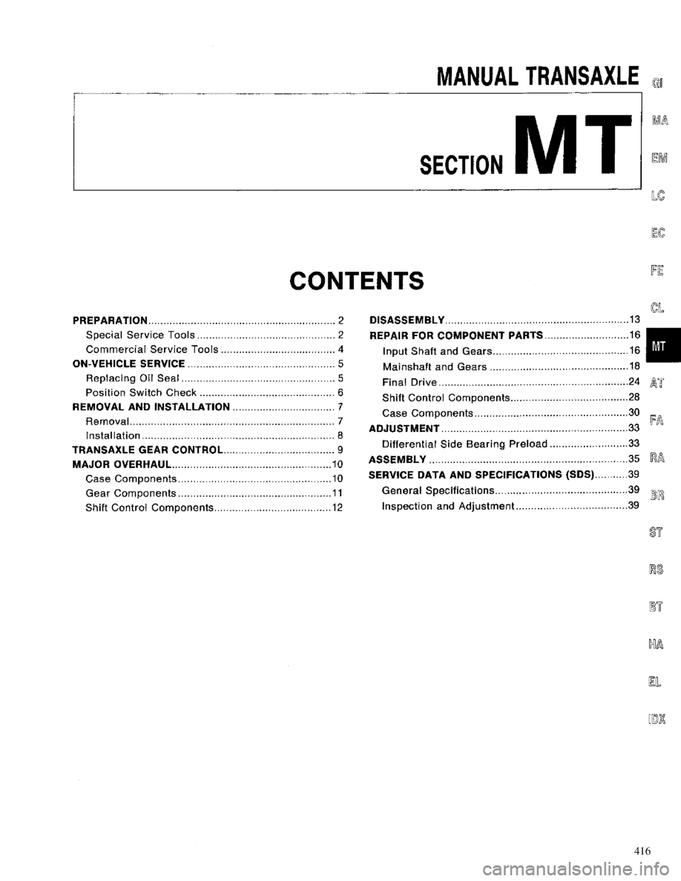 NISSAN PRIMERA 1996  Service Repair Manual 416 