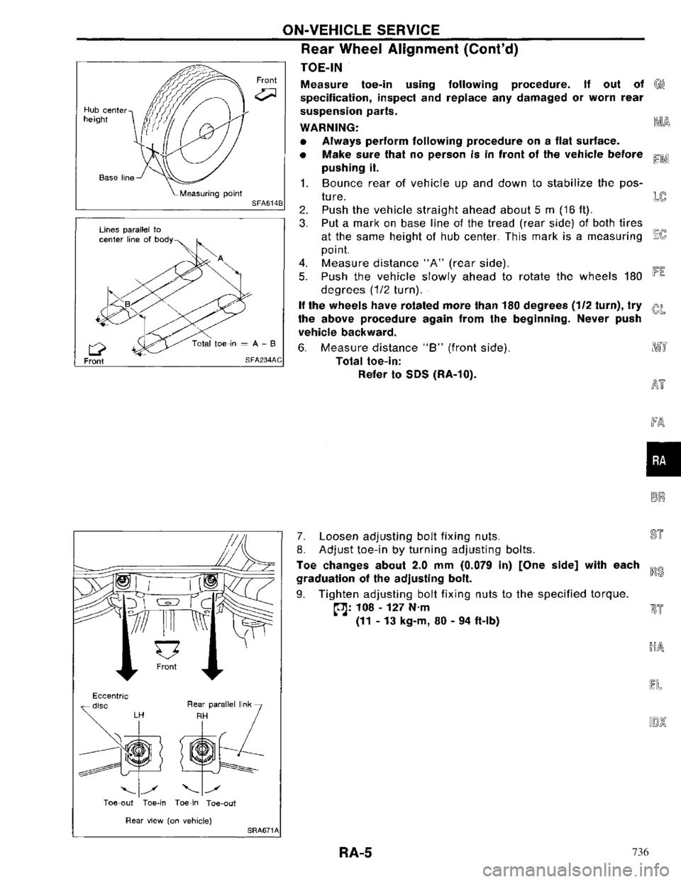 NISSAN PRIMERA 1996  Service Repair Manual 736 