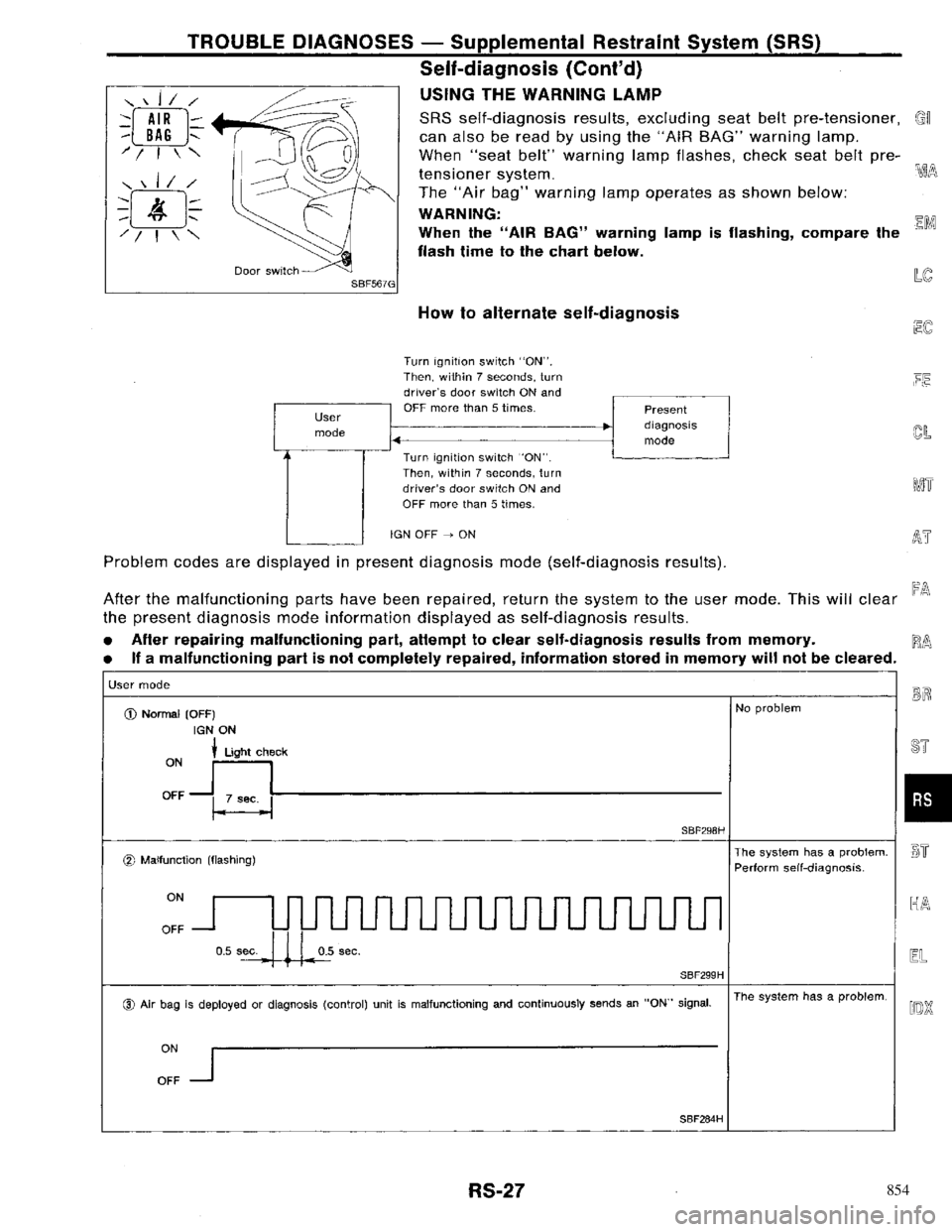 NISSAN PRIMERA 1996  Service Repair Manual 854 
