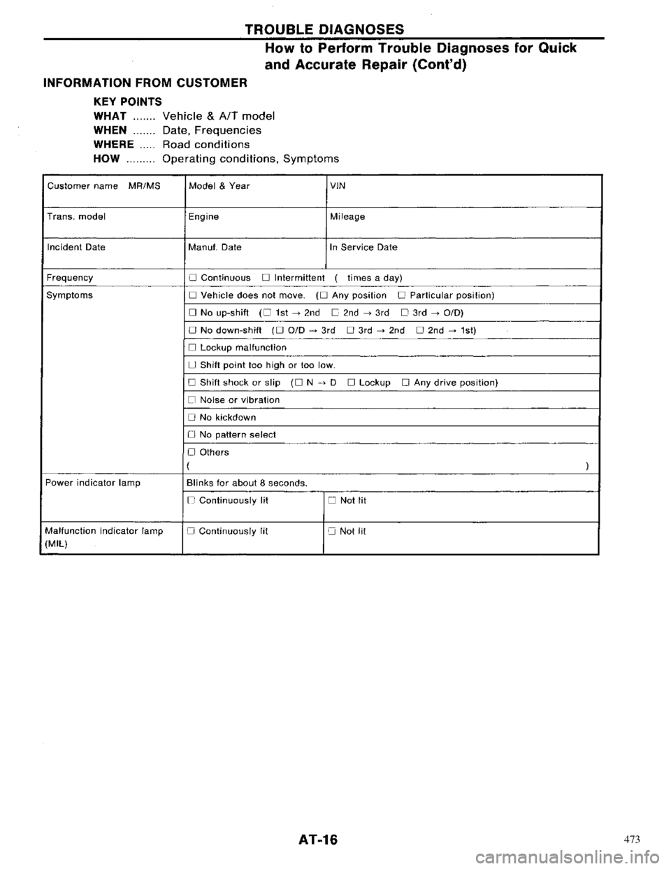 NISSAN PRIMERA 1996  Service Repair Manual 473 