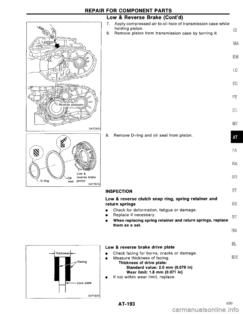 NISSAN PRIMERA 1996  Service Repair Manual 650 