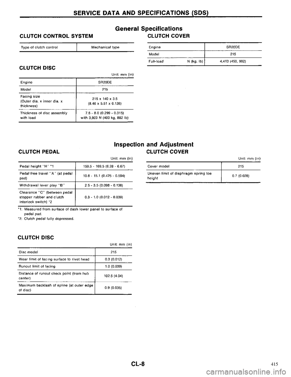 NISSAN PRIMERA 1996  Service Repair Manual 415 