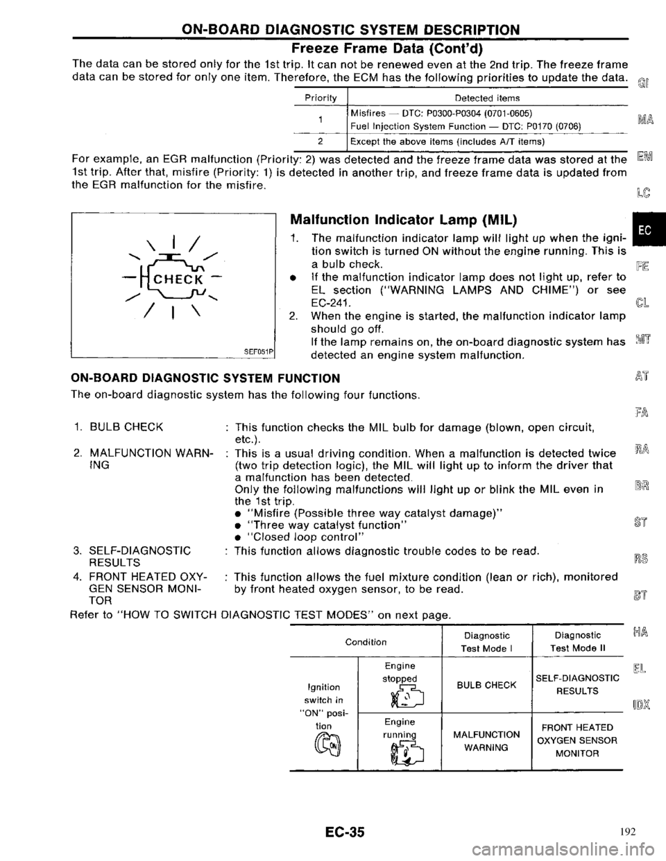 NISSAN PRIMERA 1996  Service Repair Manual 192 