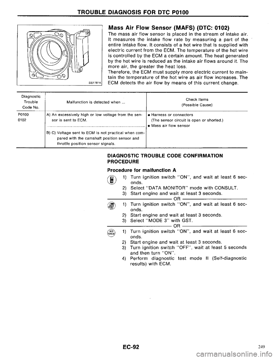 NISSAN PRIMERA 1996  Service Repair Manual 249 
