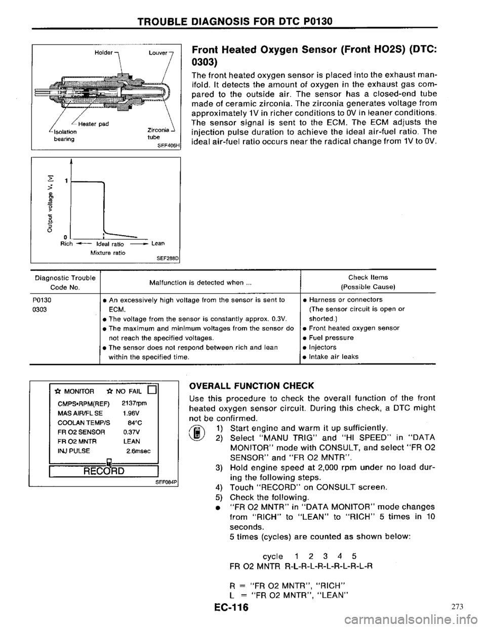 NISSAN PRIMERA 1996  Service Repair Manual 273 