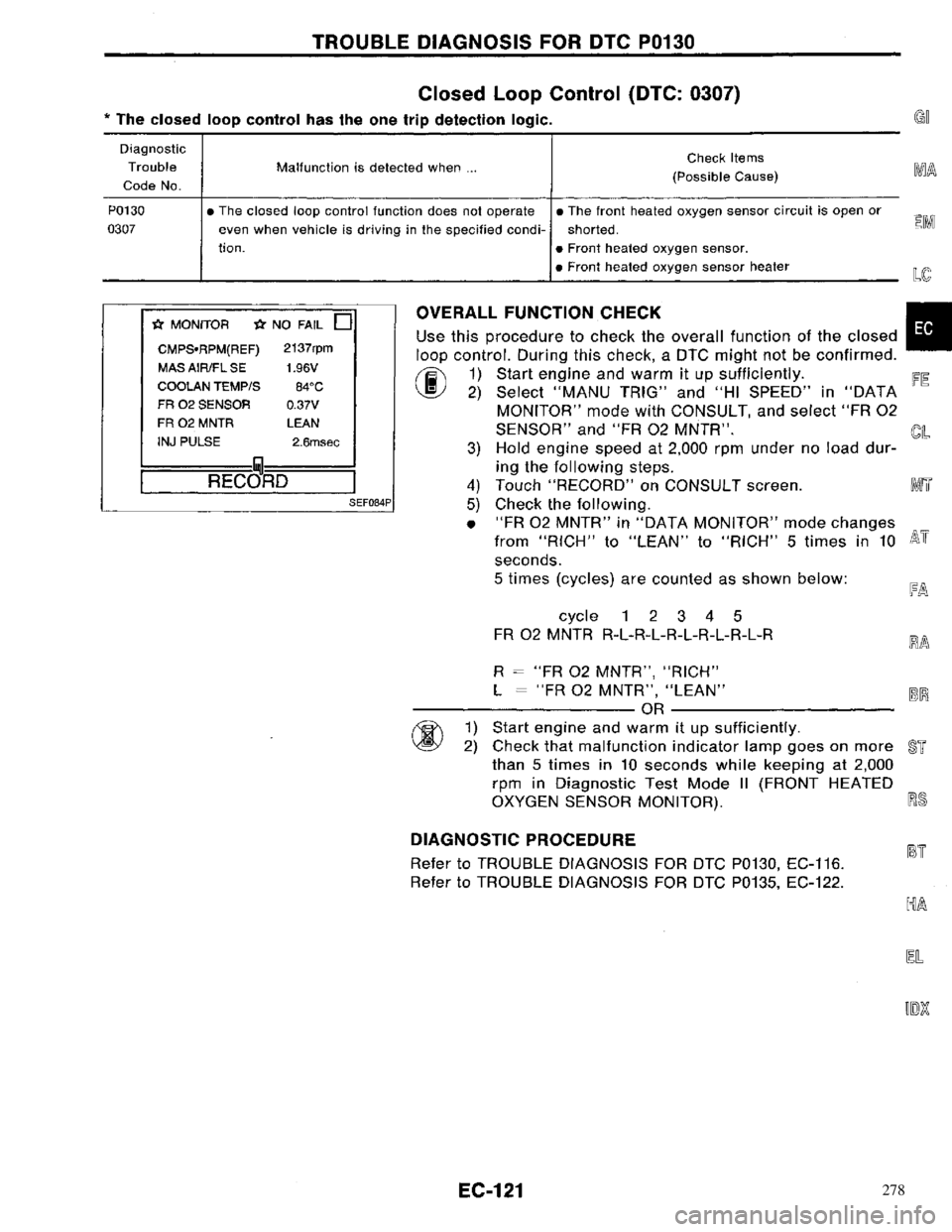 NISSAN PRIMERA 1996  Service Repair Manual 278 